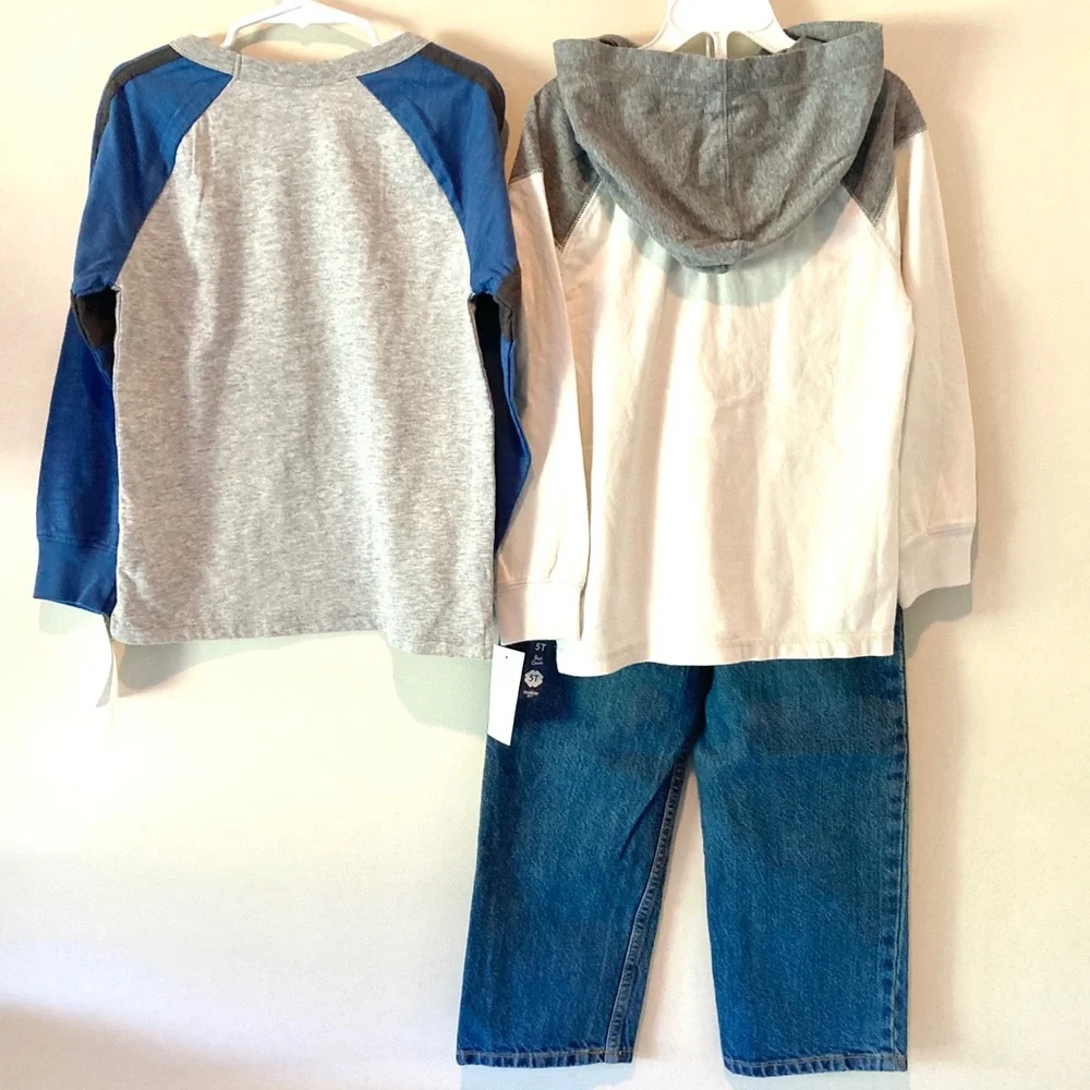 NWT Oshkosh jeans and 2 long sleeve tees Size 5